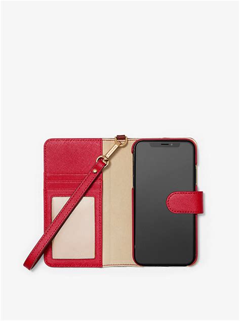 michael kors iphone xr|Saffiano Leather Wristlet Folio Case for iPhone XR .